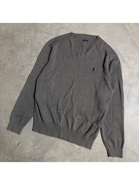 Polo Ralph Lauren Gray V Neck Sweater Pima Cotton